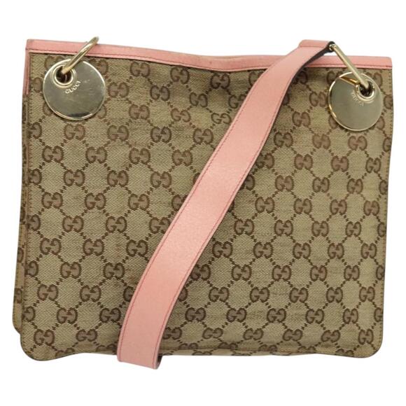 GUCCI GG Canvas Shoulder Bag Beige Gold - Picture 1 of 12